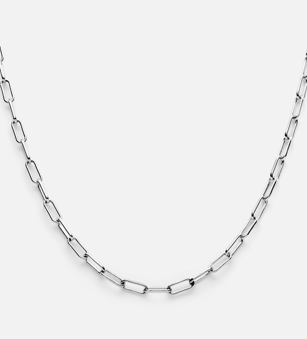 Paperclip Necklace in Rhodium Plating on 925 Silver - Ash & Harry