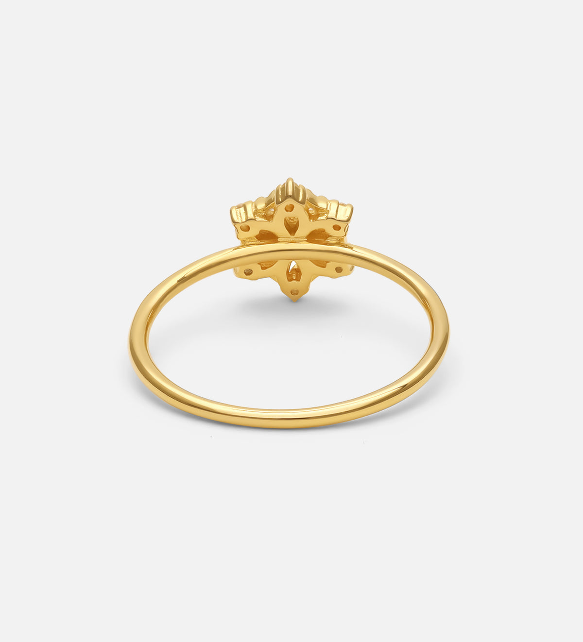 Pave Flower Ring in 18k Gold Plating on 925 Silver - Ash & Harry