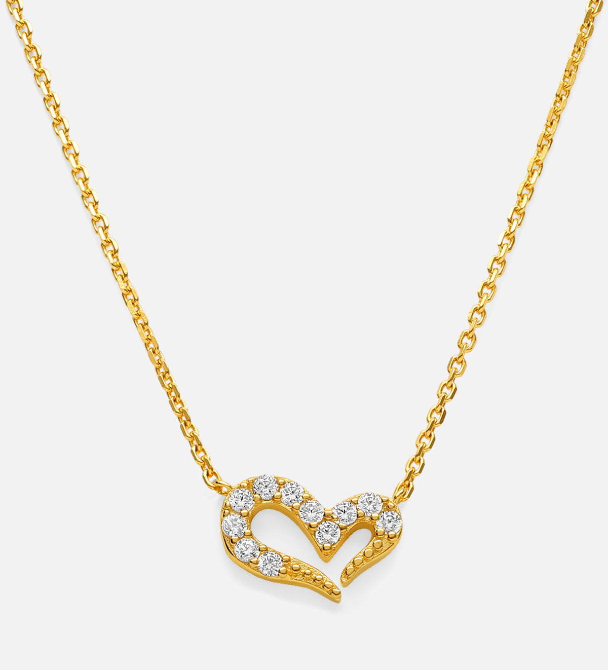 Pave Heart Silhouette Necklace in 18k Gold Plating on 925 Silver - Ash & Harry