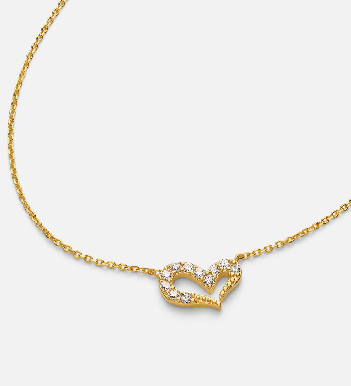 Pave Heart Silhouette Necklace in 18k Gold Plating on 925 Silver - Ash & Harry