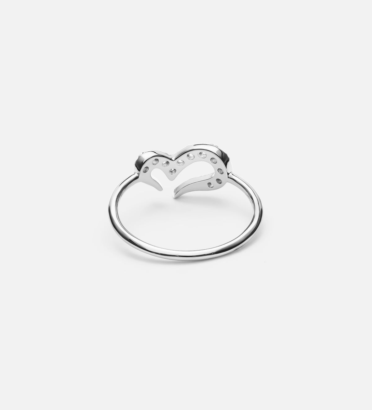 Pave Heart Silhouette Ring in Rhodium Plating on 925 Silver - Ash & Harry