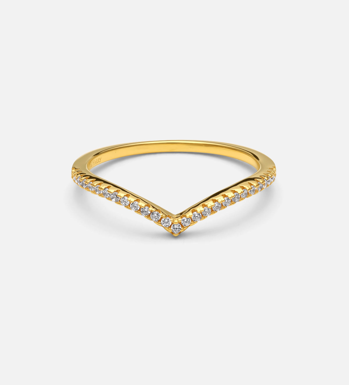 Pave Wishbone Ring in 18k Gold Plating on 925 Silver - Ash & Harry
