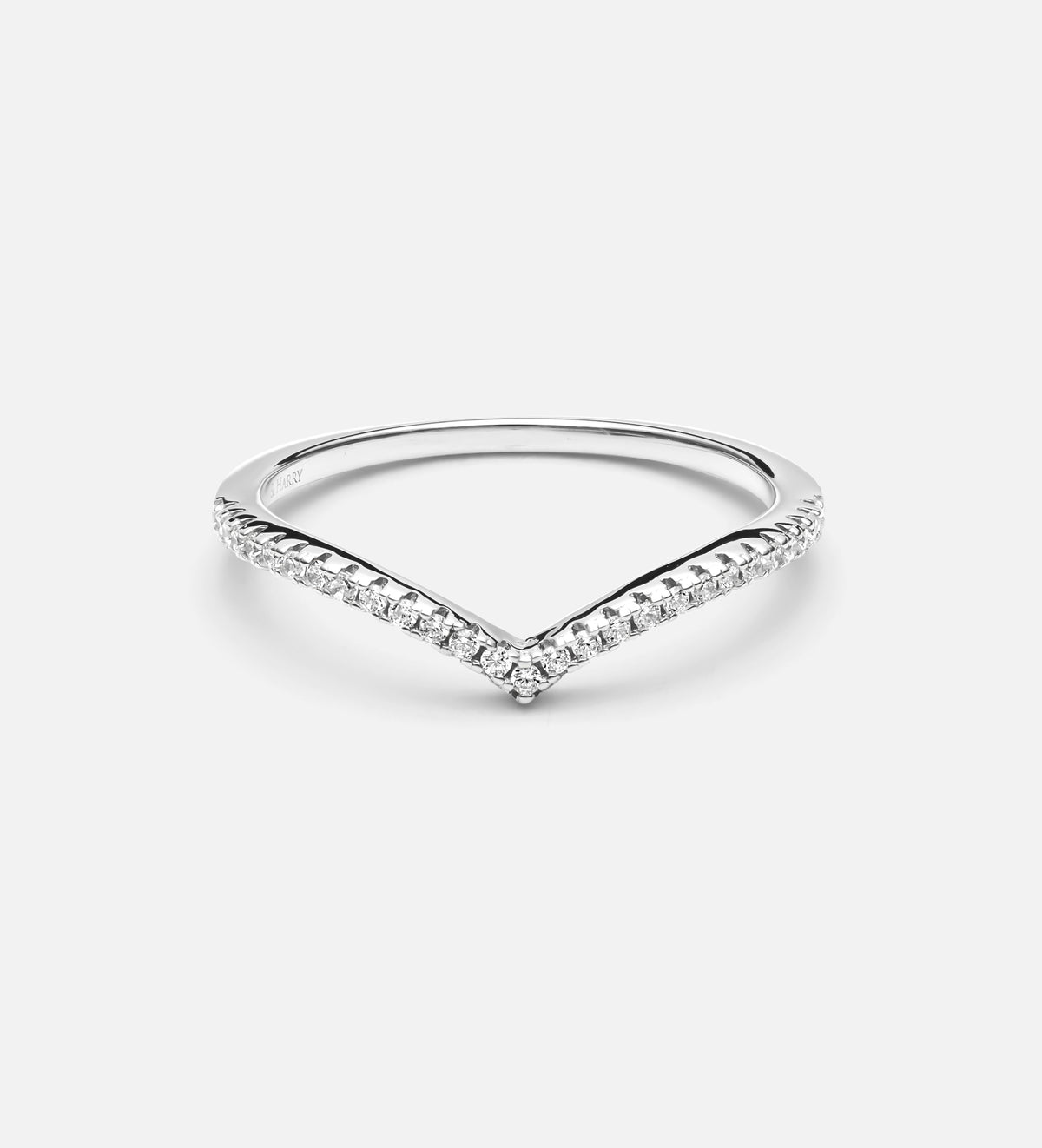 Pave Wishbone Ring in Rhodium Plating on 925 Silver - Ash & Harry