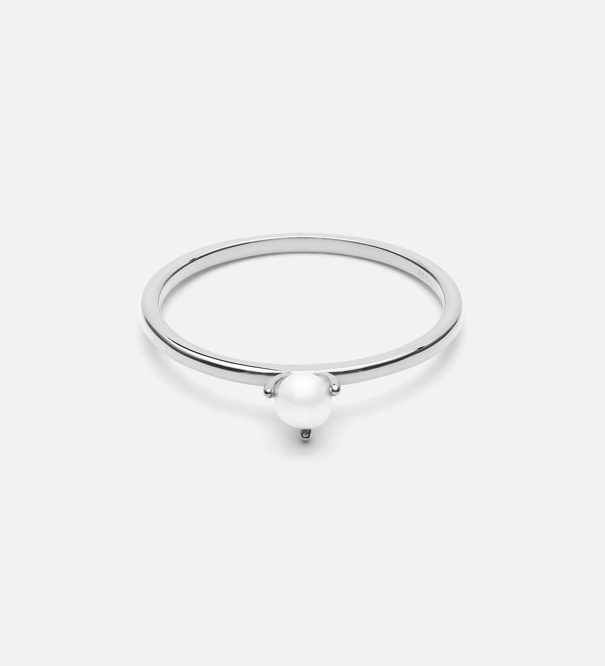 Pearl Stacker Ring in Rhodium Plating on 925 Silver - Ash & Harry