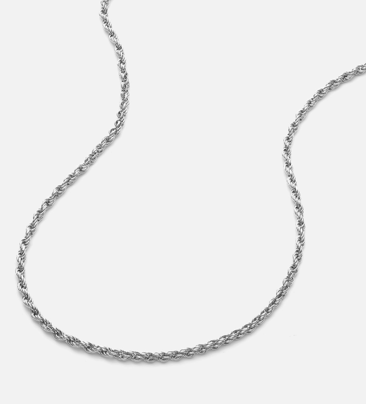 Rope Chain Necklace in Rhodium Plating on 925 Silver - Ash & Harry