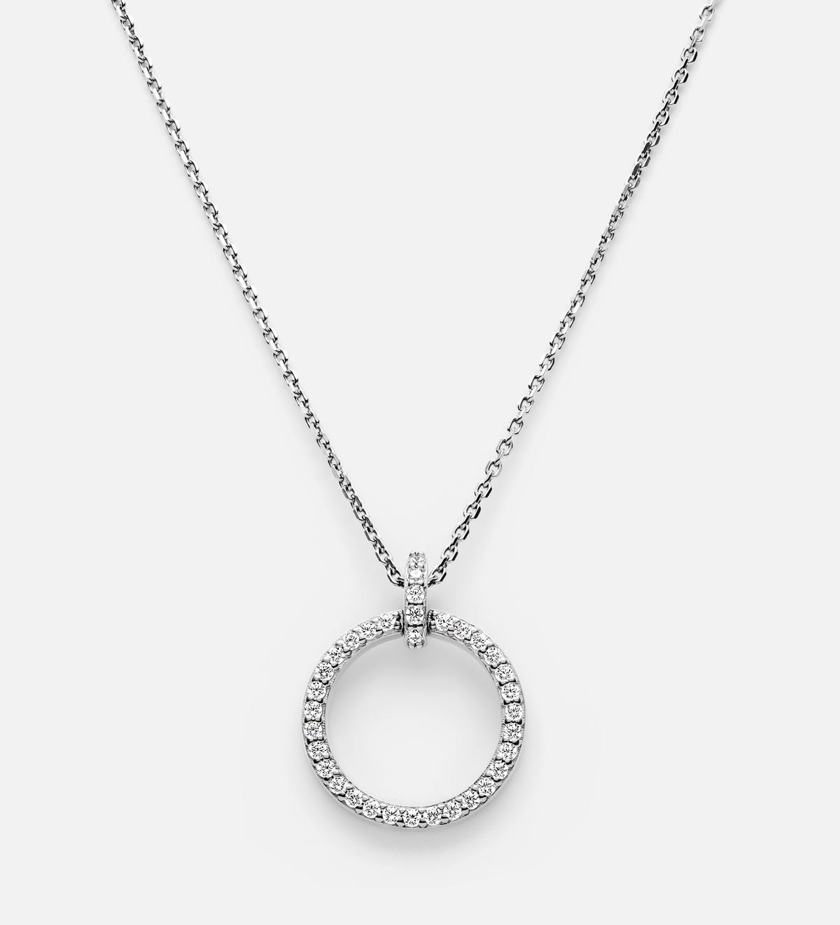 Gemstone Ring Necklace in Rhodium Plating on 925 Silver - Ash & Harry