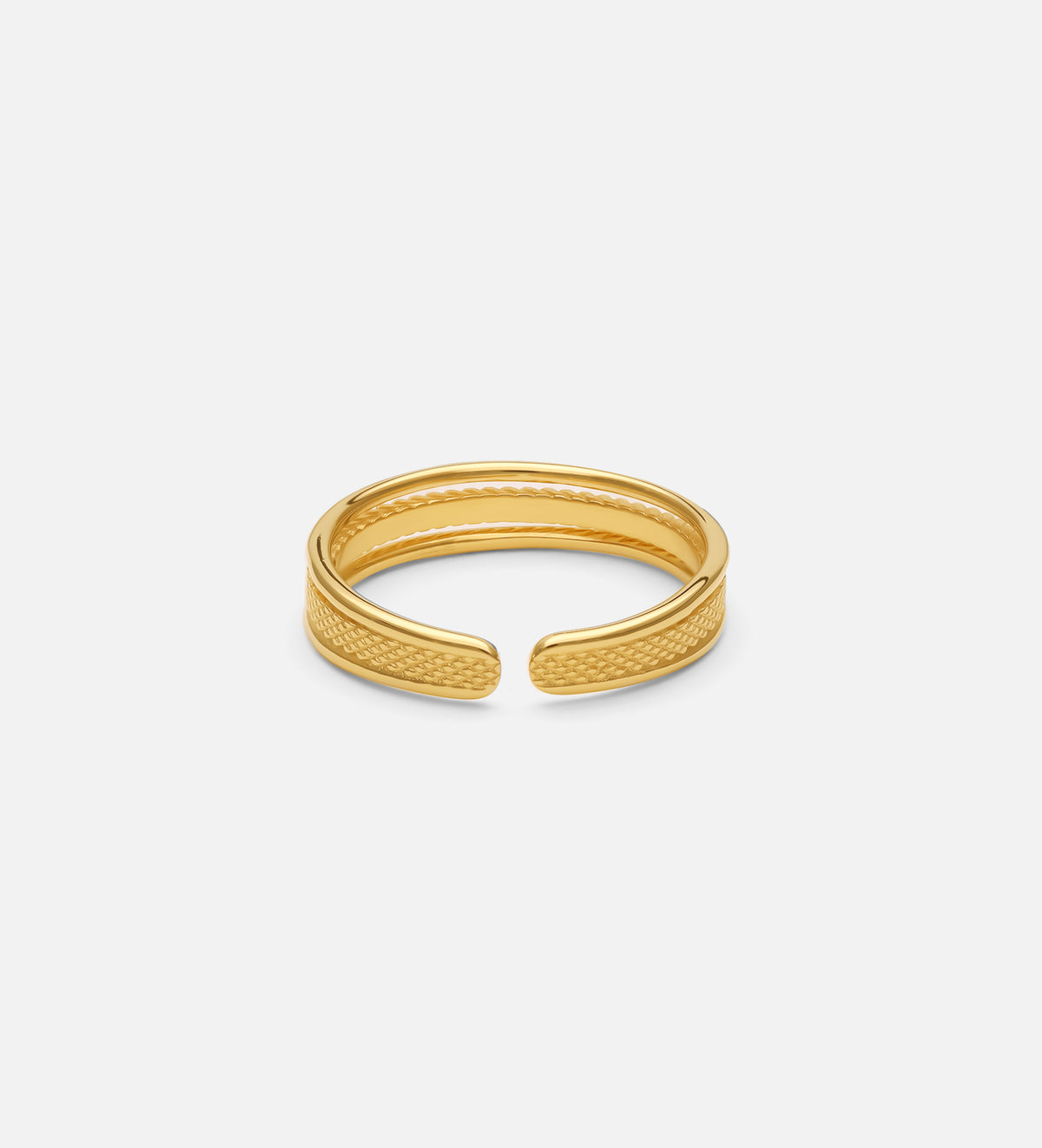 Textured Triple Stacking Ring in 18k Gold Plating on 925 Silver - Ash & Harry