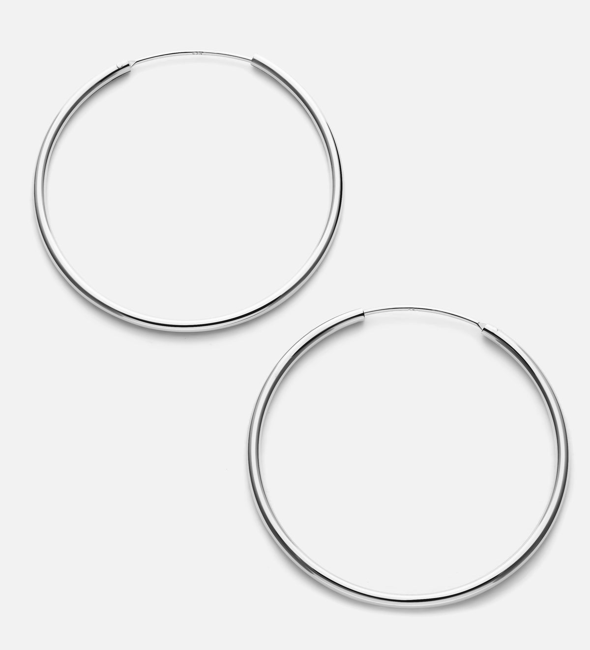 Thin Oversized Hoops in Rhodium Plating on 925 Silver - Ash & Harry