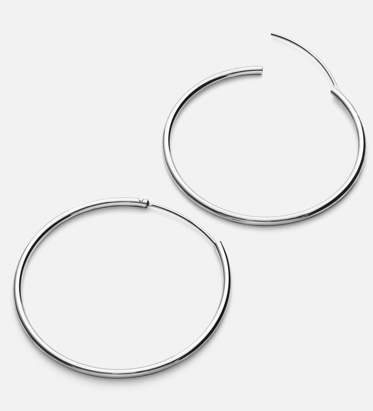 Thin Oversized Hoops in Rhodium Plating on 925 Silver - Ash & Harry