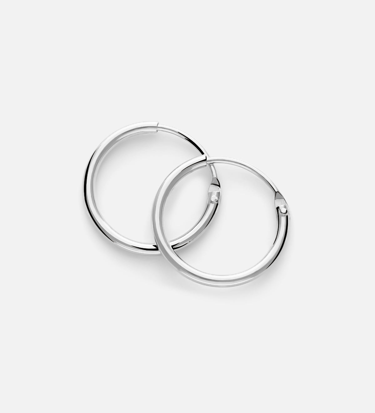 Thin Small Hoops in Rhodium Plating on 925 Silver - Ash & Harry