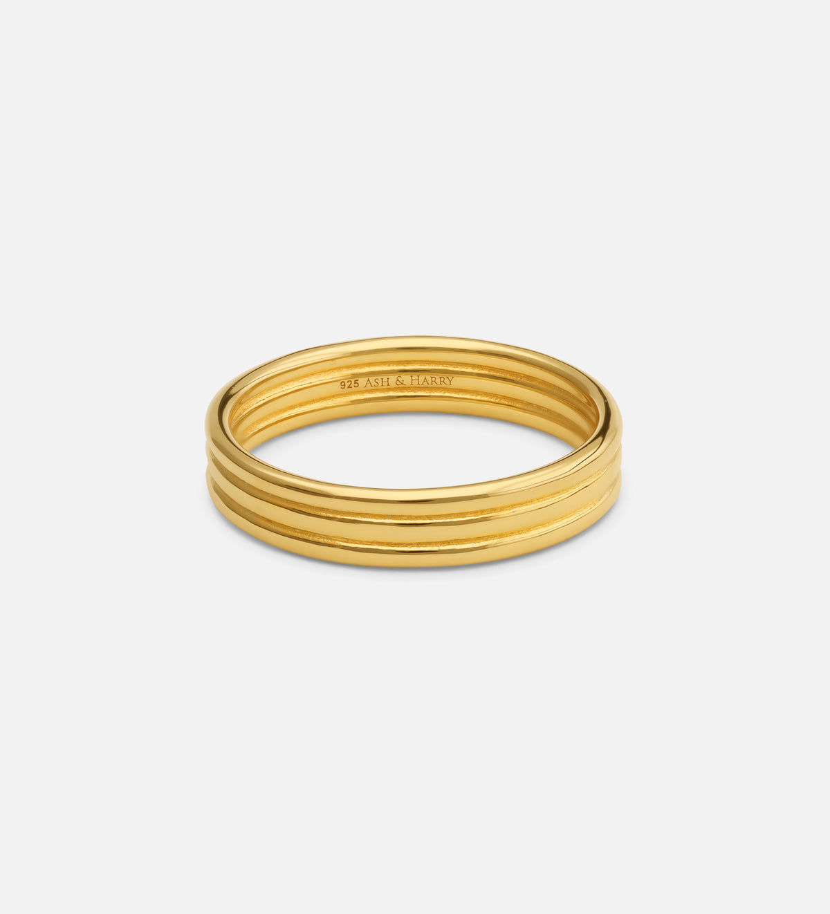 Trio Band Stacker Ring in 18k Gold Plating on 925 Silver - Ash & Harry