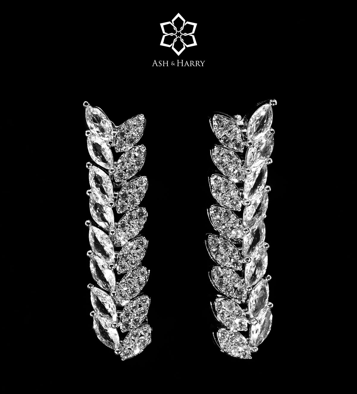Nour Modern White Luxury Bridal Full Set with Brilliant - Cut Simulated Diamonds, Rhodium Plated - Ash & Harry