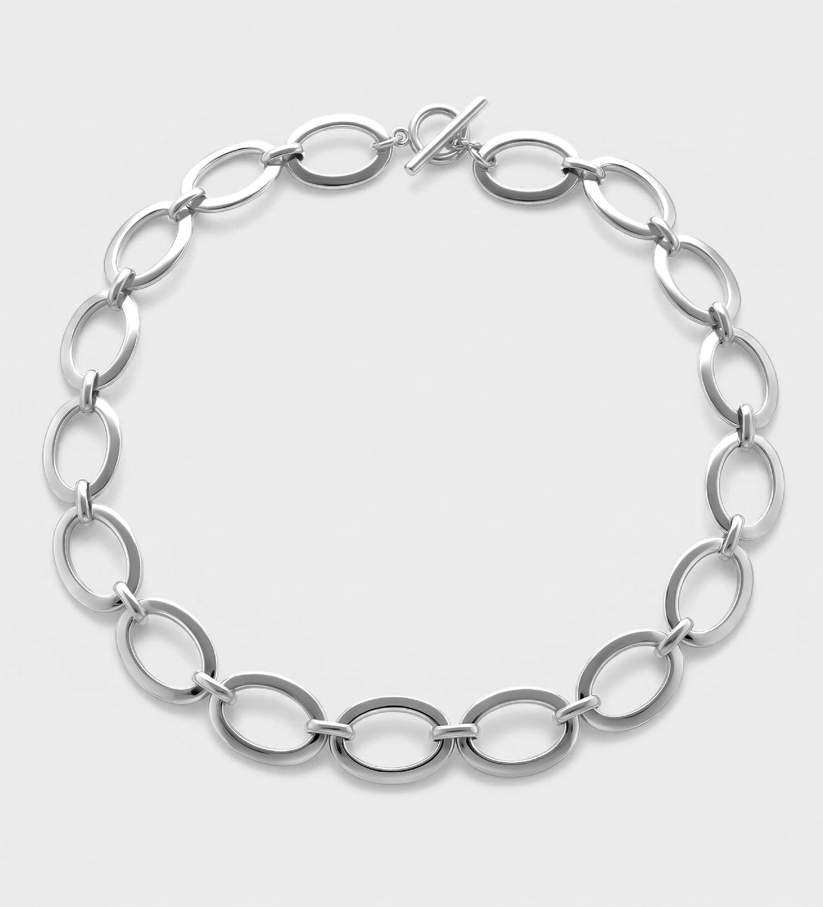 Oval Link Toggle Necklace in Silver - Ash & Harry