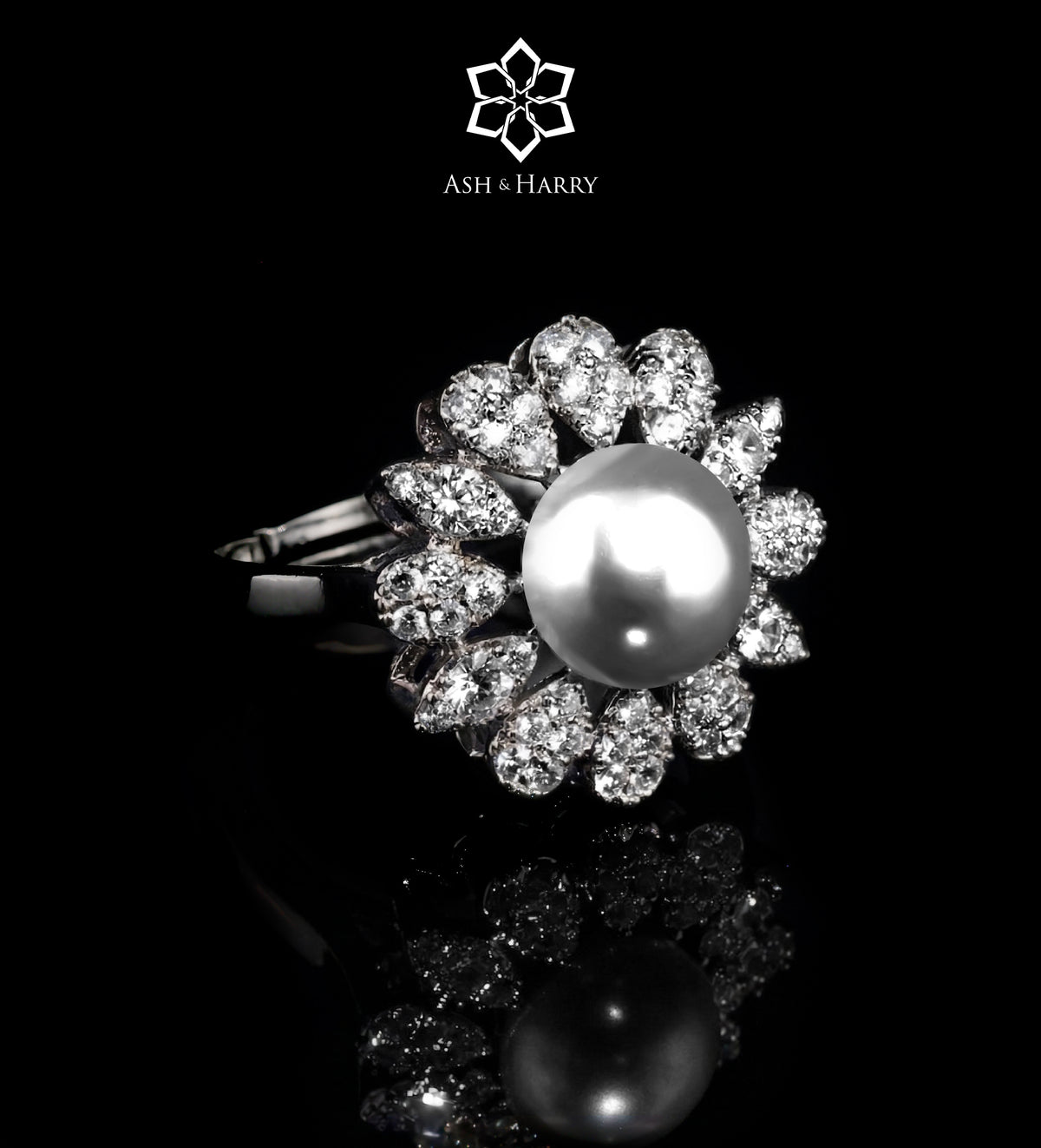 Parisa Pure White Pearl Luxury Bridal Full Set in High Quality Simulated Diamonds Rhodium Plated - Ash & Harry