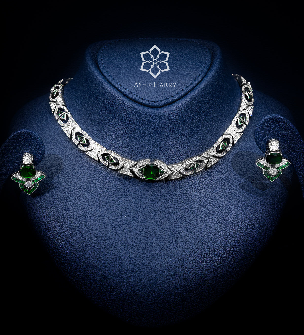 Pavé Arc Signature Set in High Quality Simulated Diamonds Rhodium Plated - Ash & Harry