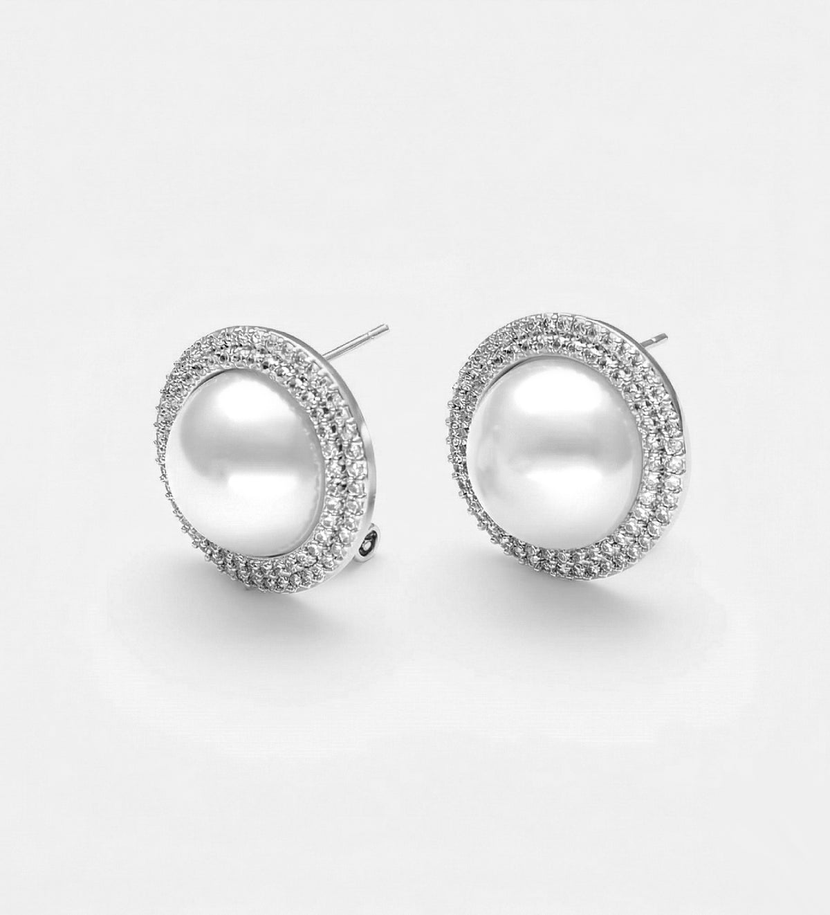 Pearl Dome Earrings With Pearls and High Quality Simulated Diamonds - Ash & Harry