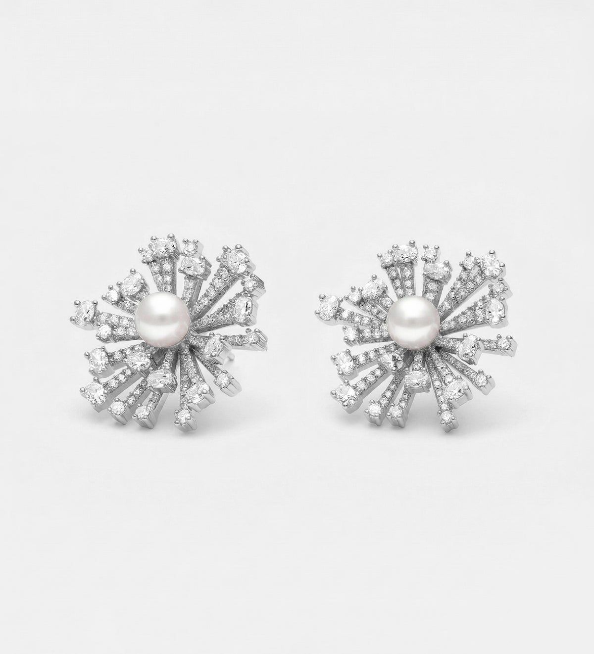 Radiant Starburst Studs With Pearl and High Quality Simulated Diamonds - Ash & Harry