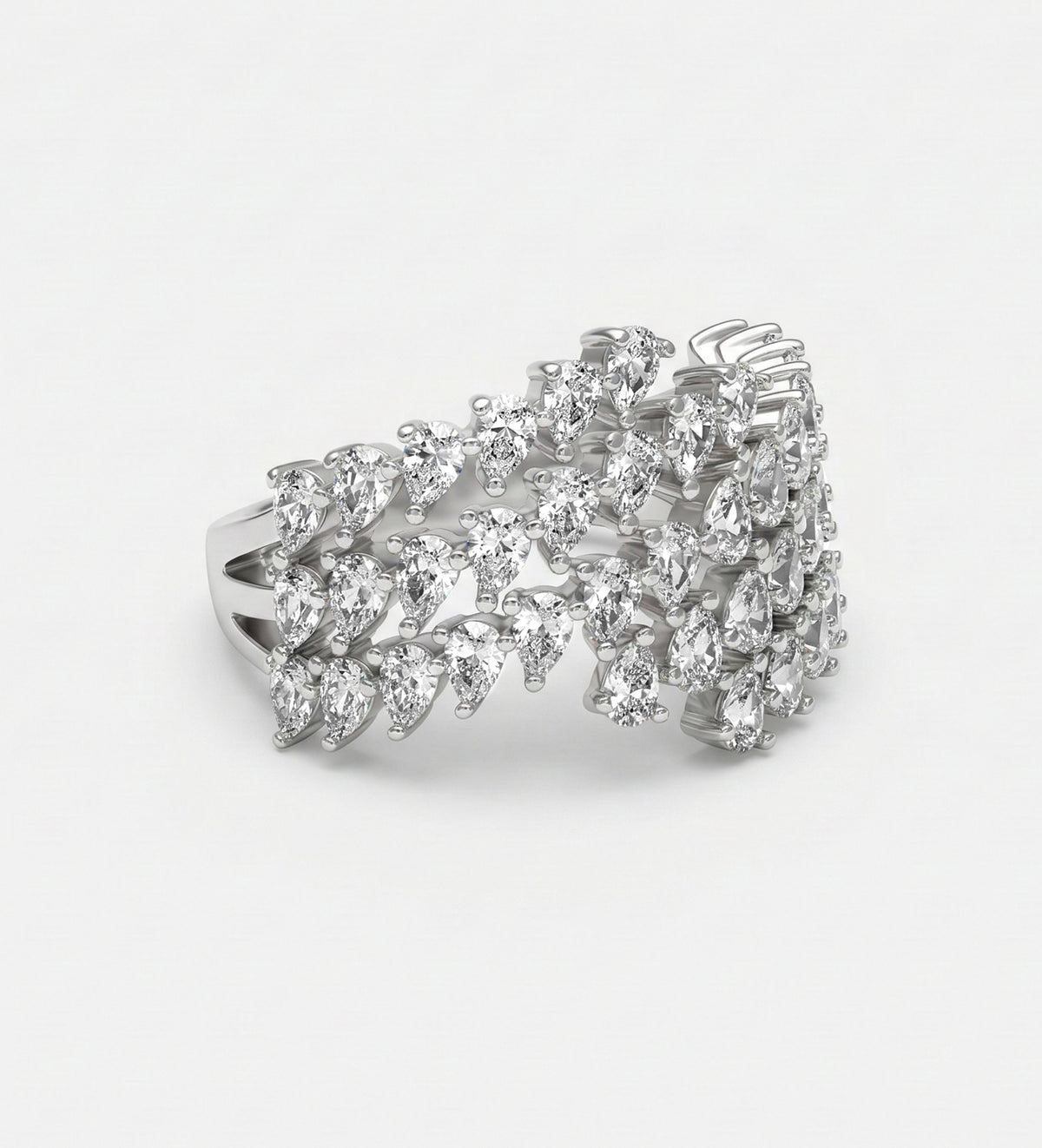 Radiant Wave Diamond Cluster Band in High Quality Certified Lab Crafted Stones In 925 Silver - Ash & Harry