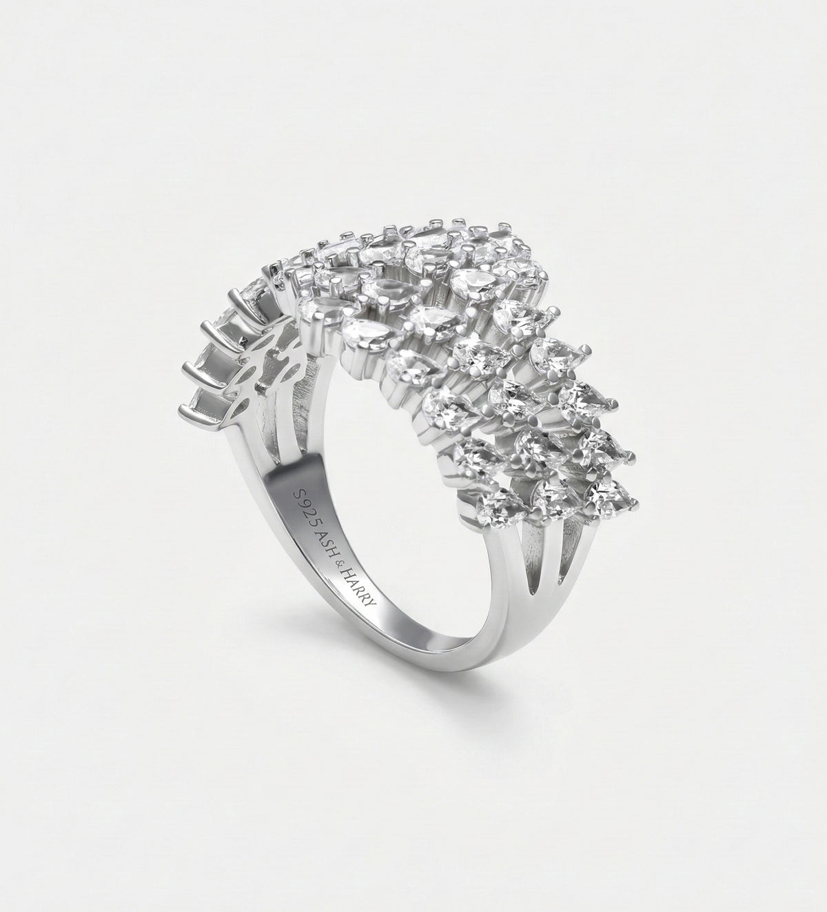 Radiant Wave Diamond Cluster Band in High Quality Certified Lab Crafted Stones In 925 Silver - Ash & Harry