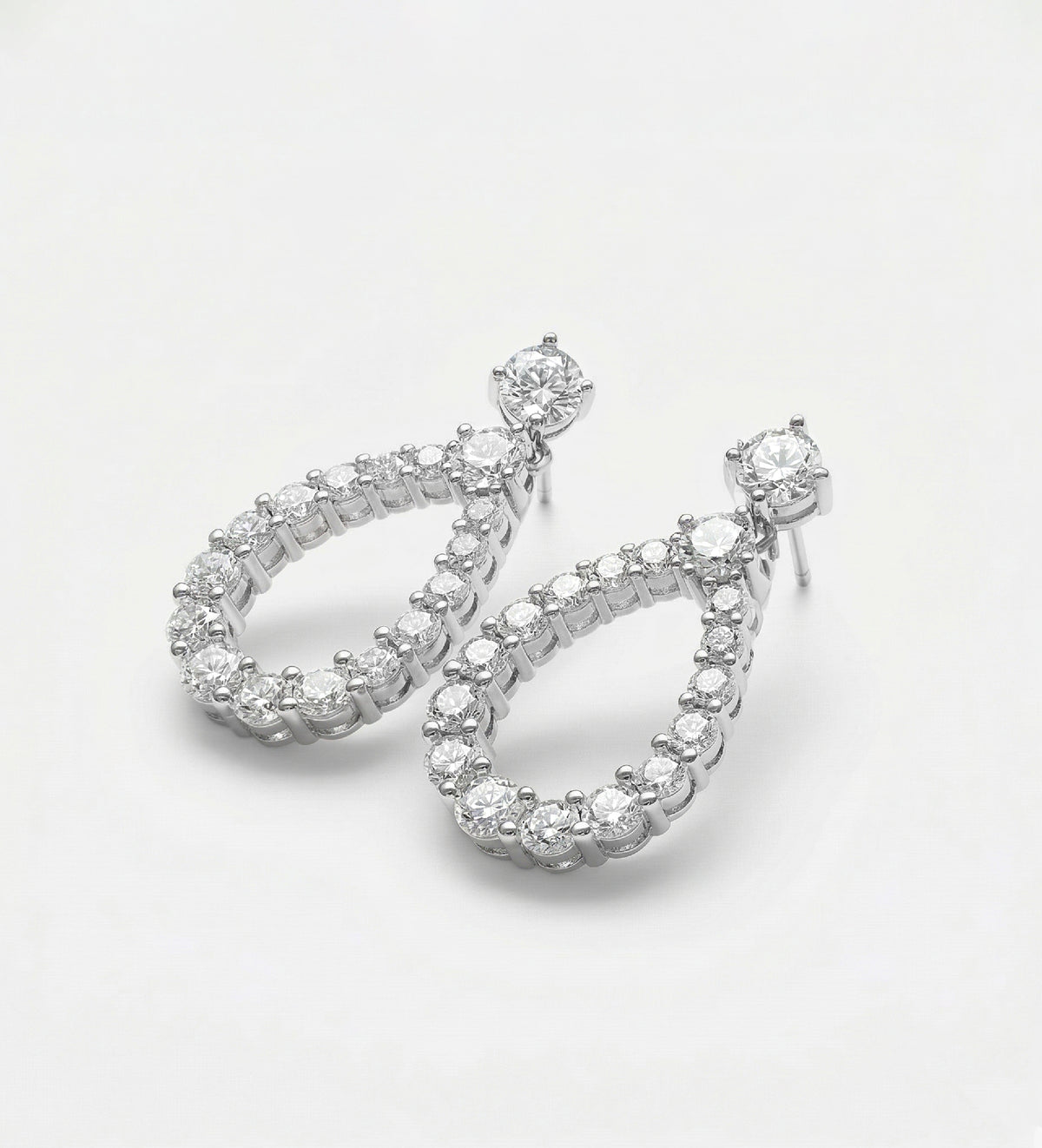 Regalia Teardrop Earrings in 925 Silver with High Quality Simulated Diamonds - Ash & Harry
