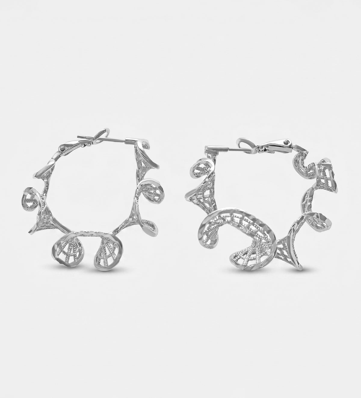 Ripple Aura Hoops in Silver - Ash & Harry