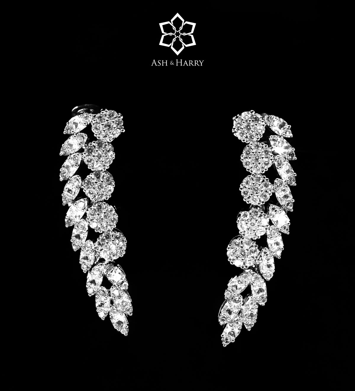 Roya White Luxury Bridal Full Set with High - Quality Simulated Diamonds in Rhodium Plated Finish - Ash & Harry