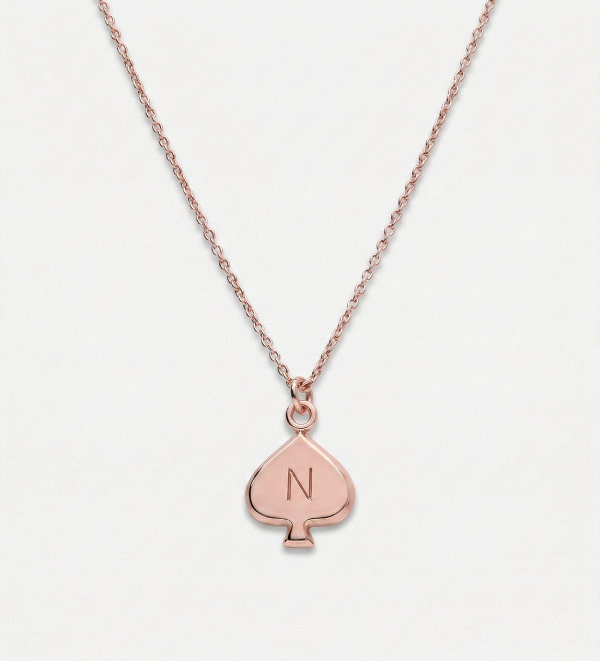 Royal Card Initial Necklace - in 18K Rose Gold Plating on 925 Silver - Ash & Harry