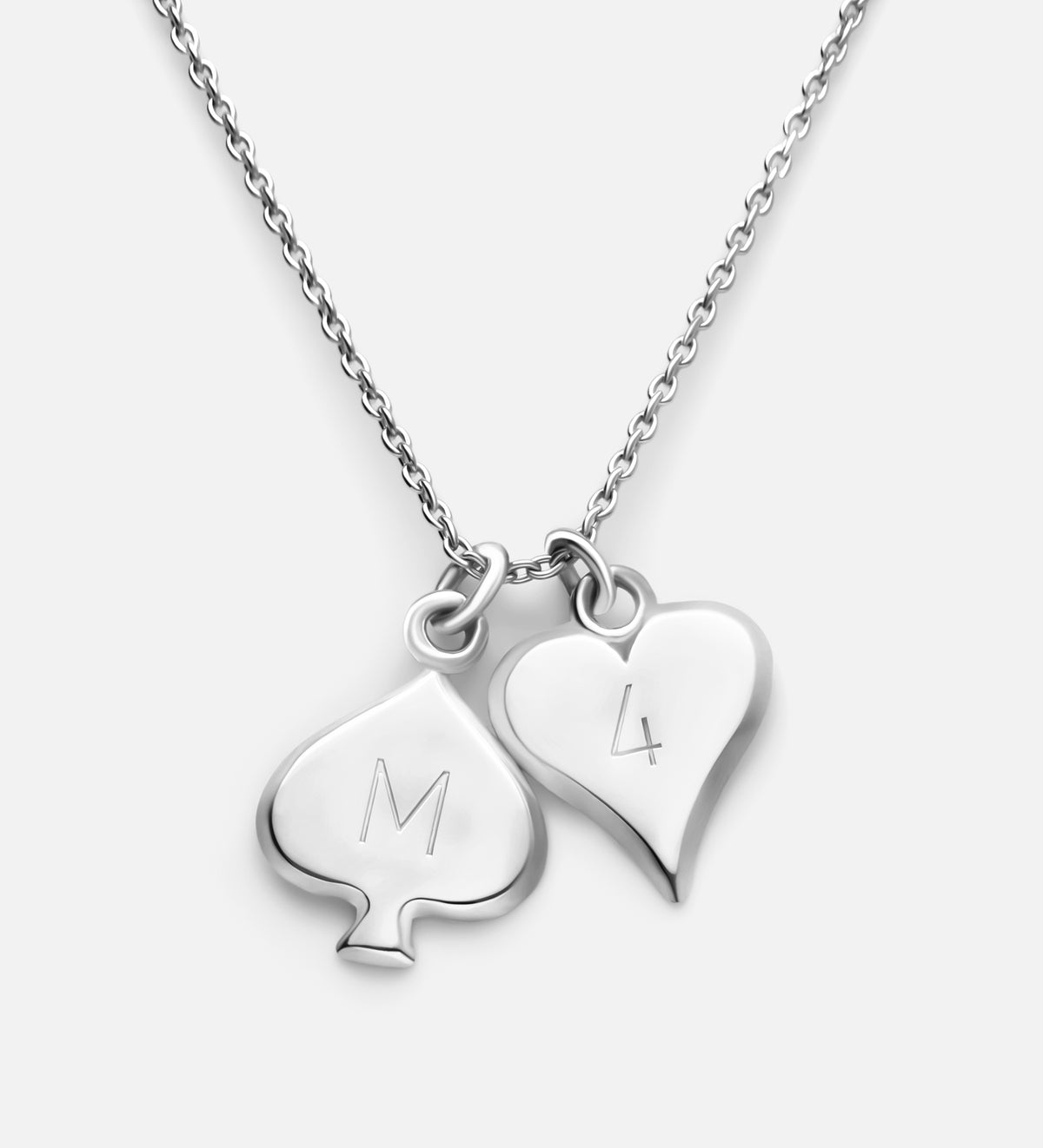 Royal Card Initial Necklace in Rhodium Plating on 925 Silver - Ash & Harry