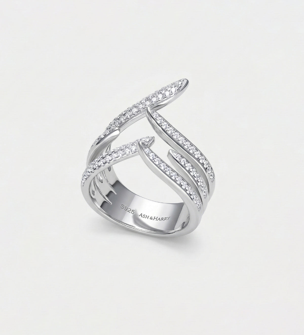 Serpent Twist Ring In 925 Silver High Quality Simulated Diamonds - Ash & Harry