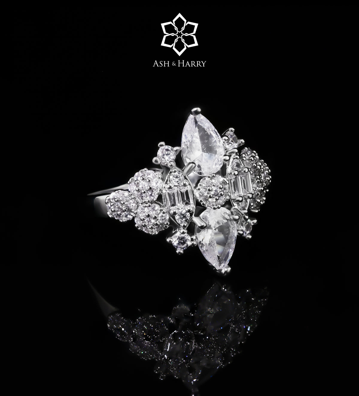 Shirin Pure White Luxury Bridal Full Set in High Quality Simulated Diamonds Rhodium Plated - Ash & Harry