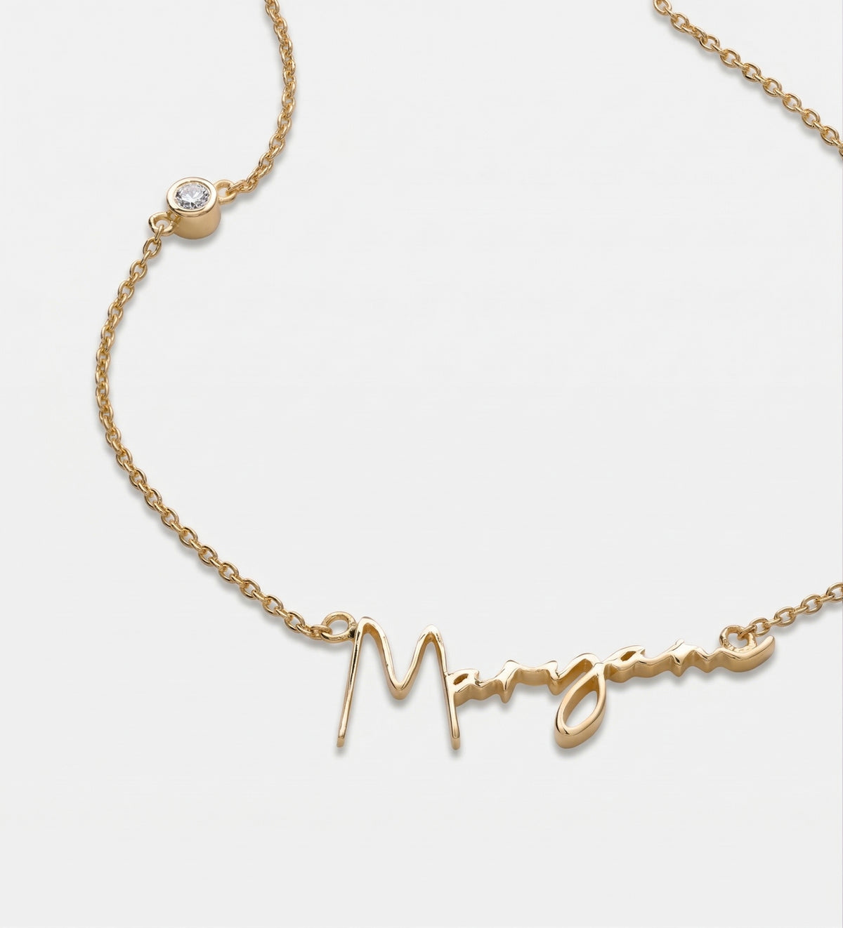 Signature Script Name Necklace With Lab Diamond in 18K Gold Plating on 925 Silver - Ash & Harry