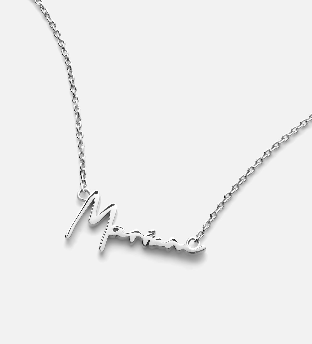 Signature Script Name Necklace in Rhodium Plating on 925 Silver - Ash & Harry
