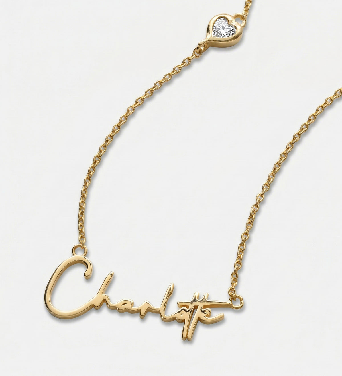 Signature Script Name Necklace With 0.2CT Lab Diamond in 18K Gold Plating on 925 Silver - Ash & Harry