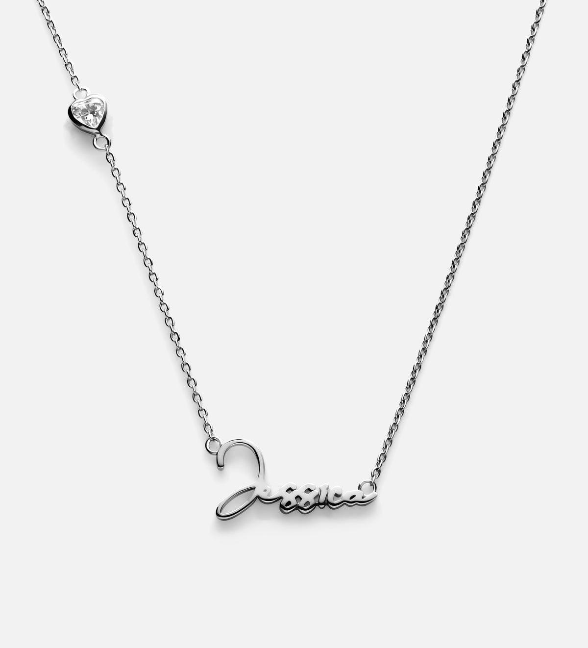 Signature Script Name Necklace With 0.2CT Lab Diamond in Rhodium Plating on 925 Silver - Ash & Harry