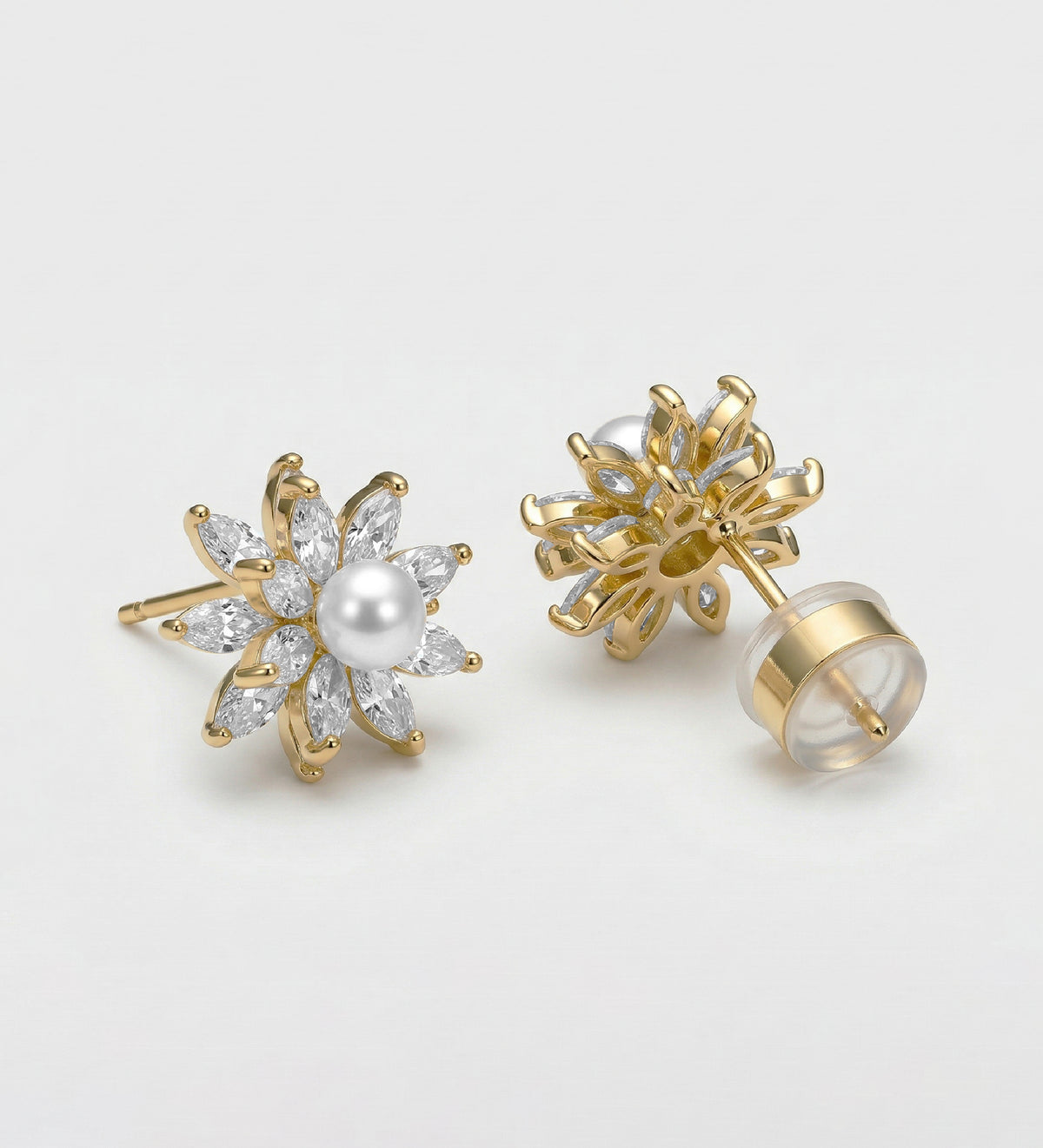 Sunlit Pearl Lotus Earrings - Ash & Harry