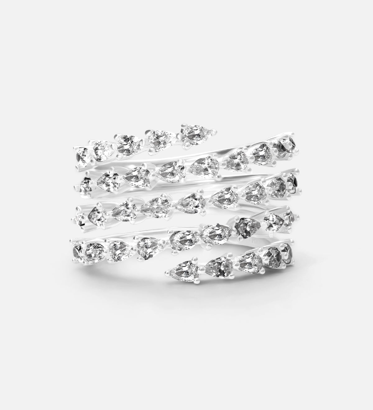 Symphony Of Stars Ring in 925 Silver with High - Quality White Simulated Diamonds - Ash & Harry