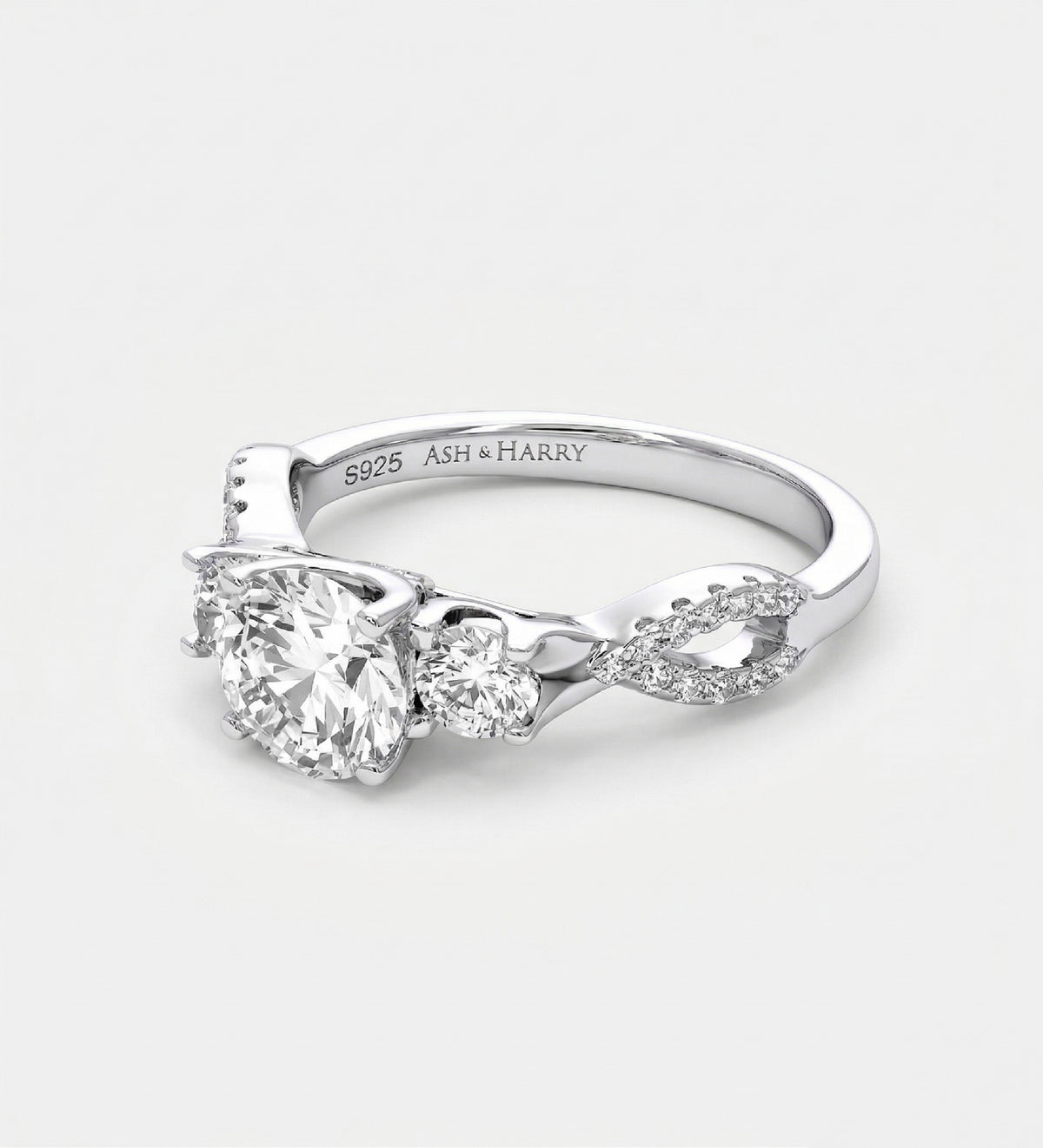 Triple Radiance Ring In 925 Silver High Quality Simulated Diamonds - Ash & Harry