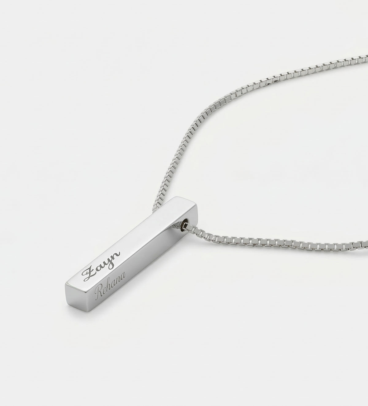 Vertical Bar Necklace in Rhodium Plating on 925 Silver - Ash & Harry