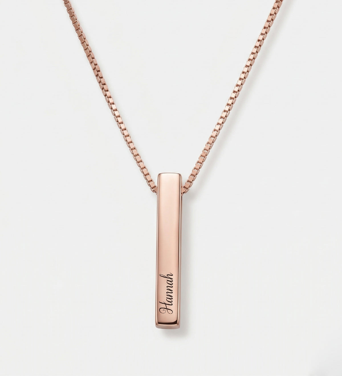 Vertical Bar Necklace With Lab Diamond in 18K Rose Gold Plating on 925 Silver - Ash & Harry