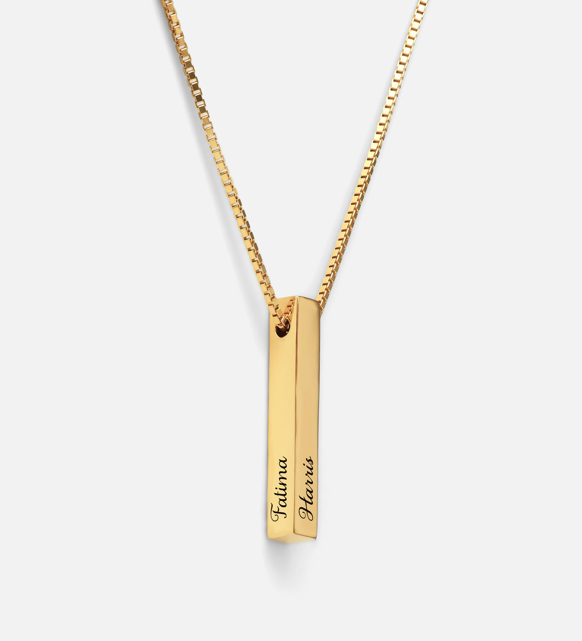 Vertical Bar Necklace With Lab Diamond in 18K Gold Plating on 925 Silver - Ash & Harry