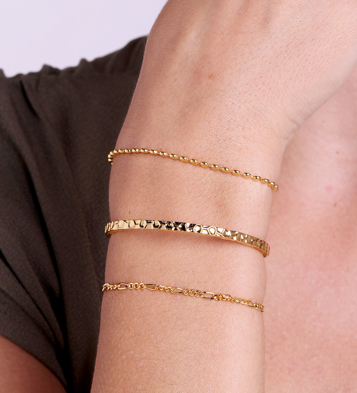 Flat Beaded Bracelet in 18k Gold Plating on 925 Silver - Ash & Harry