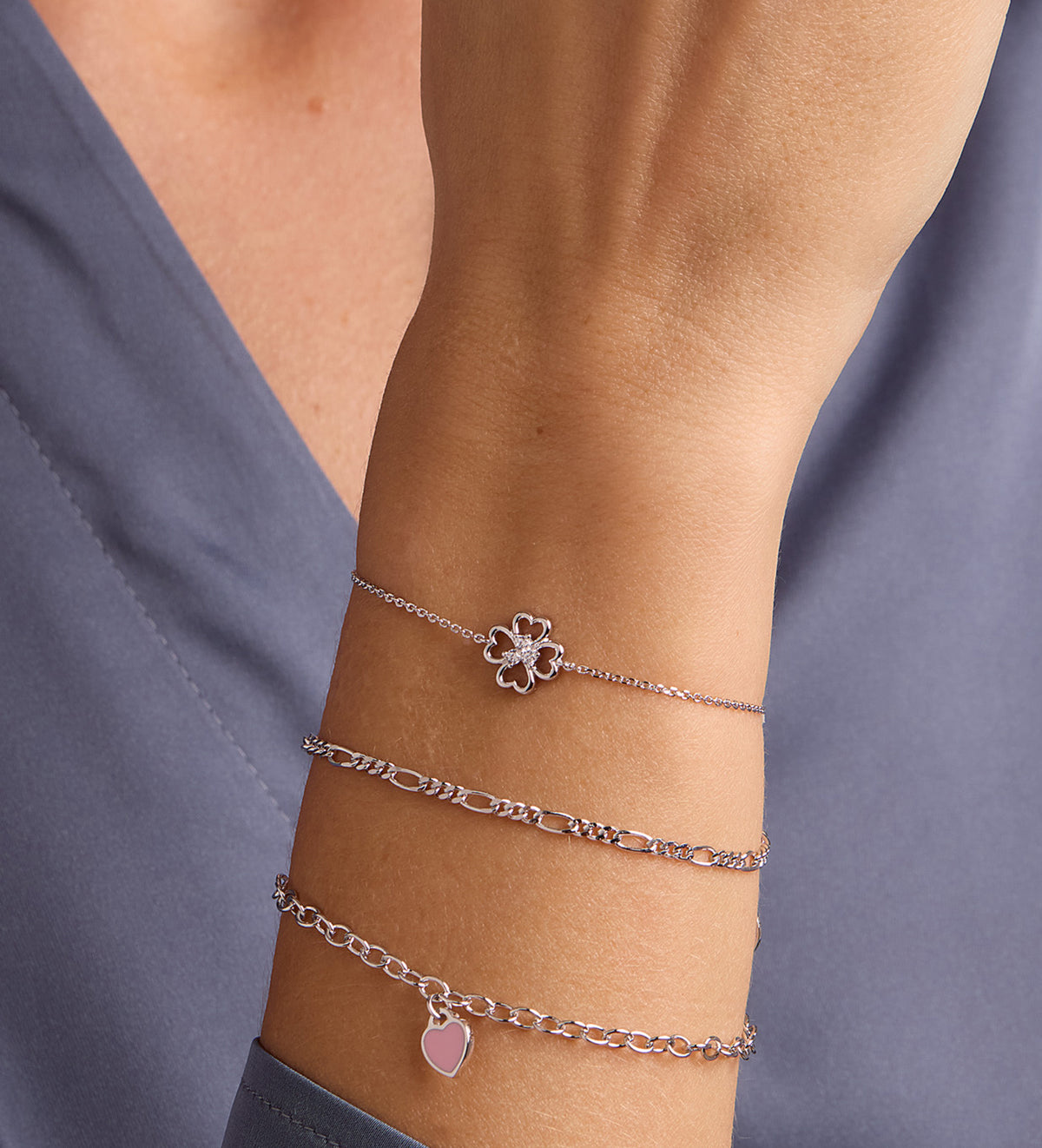 Lucky Clover Bracelet in Rhodium Plating on 925 Silver - Ash & Harry