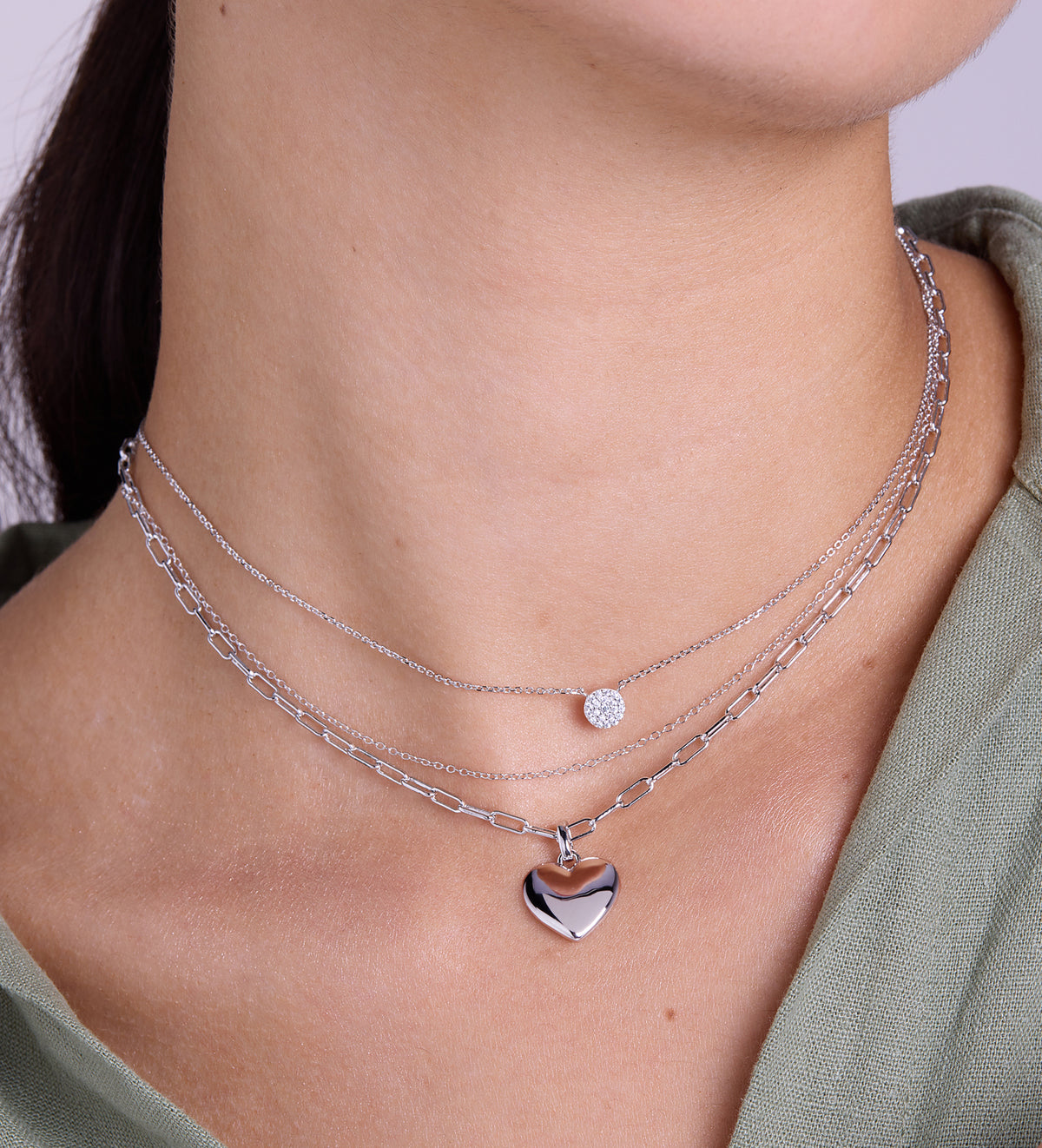 Heart Necklace in Rhodium Plating on 925 Silver - Ash & Harry