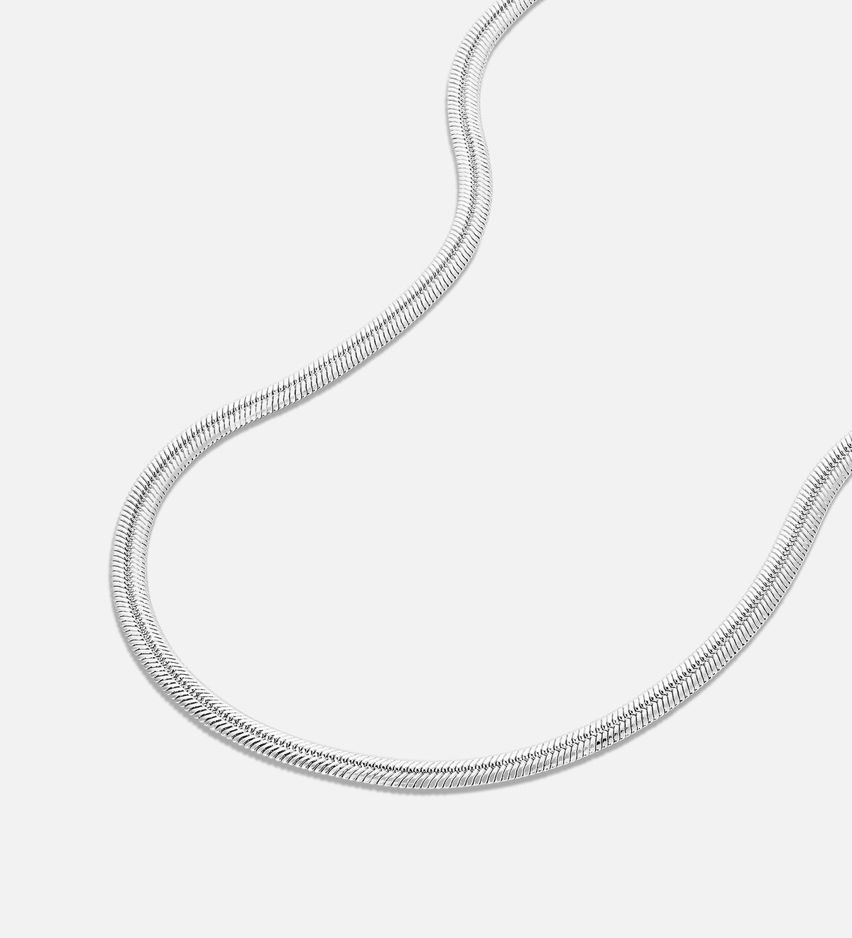 Herringbone Necklace in Rhodium Plating on 925 Silver - Ash & Harry