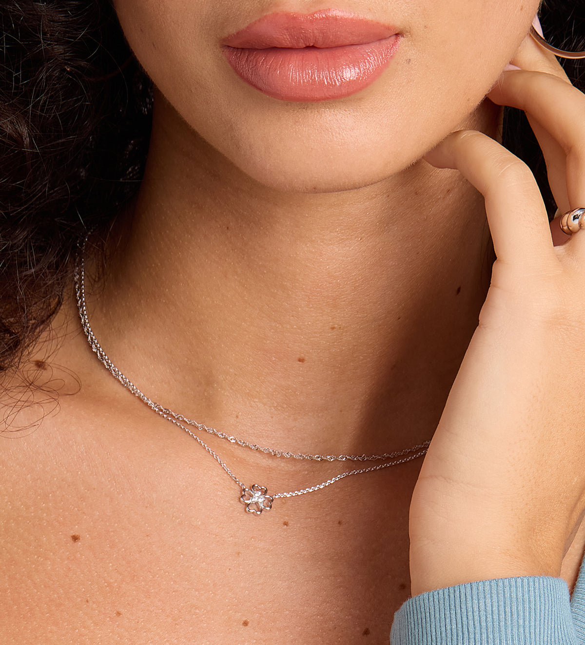 Lucky Clover Necklace in Rhodium Plating on 925 Silver - Ash & Harry