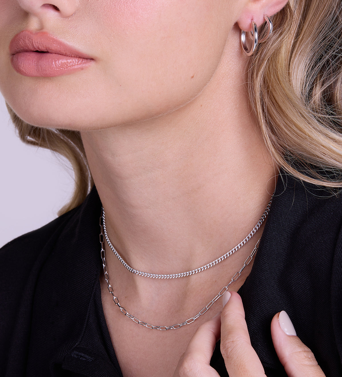 Paperclip Necklace in Rhodium Plating on 925 Silver - Ash & Harry