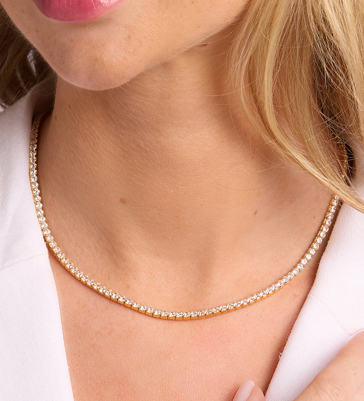 Tennis Necklace in 18k Gold Plating on 925 Silver - Ash & Harry