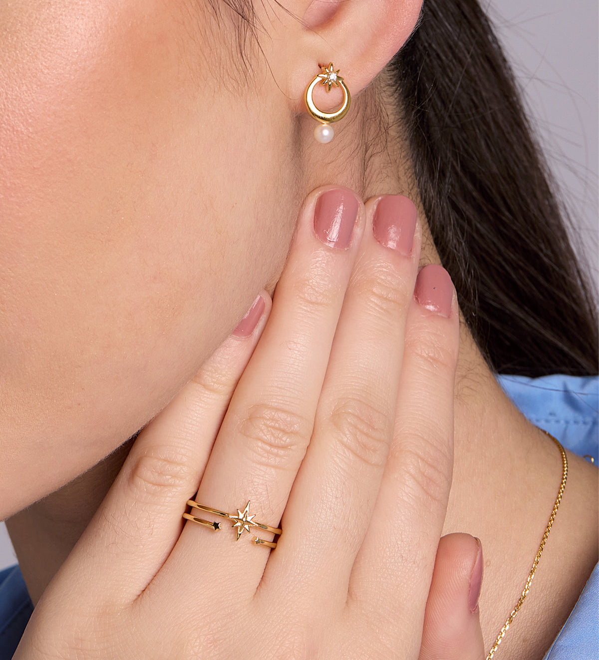 Double Band Starburst Ring in 18k Gold Plating on 925 Silver - Ash & Harry