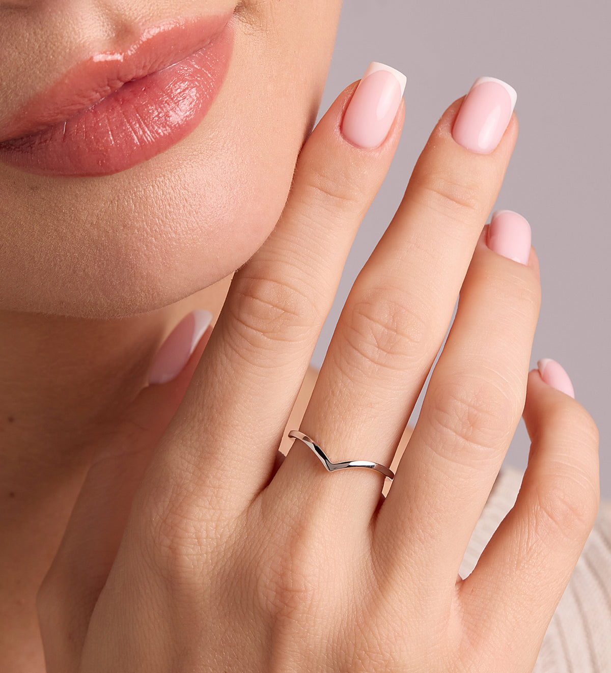 Wishbone Ring in Rhodium Plating on 925 Silver - Ash & Harry