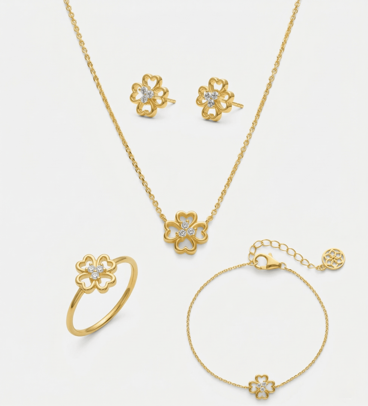 Lucky Clover Full Set in Gold - 4 Items - Ash & Harry
